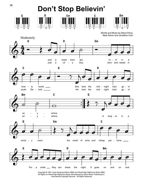 Dont Stop Believing Piano Sheet Music