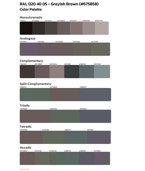 RAL 020 40 05 - Greyish Brown color palettes - colorxs.com