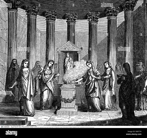 ancient world, Roman Empire, religion, Vestal Virgins keeping the perpetual fire in the temple ...
