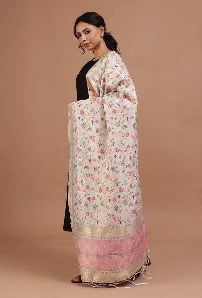 Off White Color Semi Silk Dupatta With Zari Weaving – TJORI