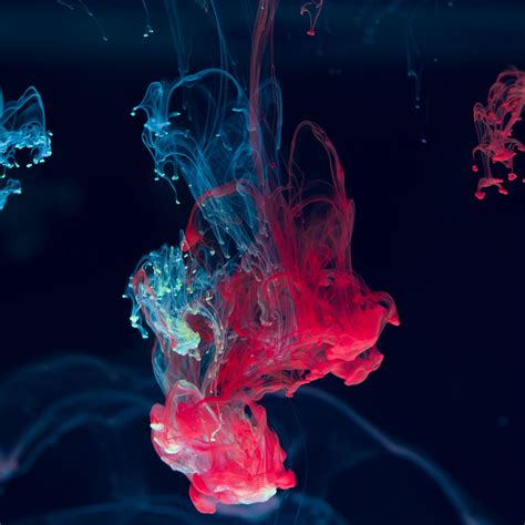 Download wallpaper 3415x3415 ink, water, blending, paint, drops, red ...