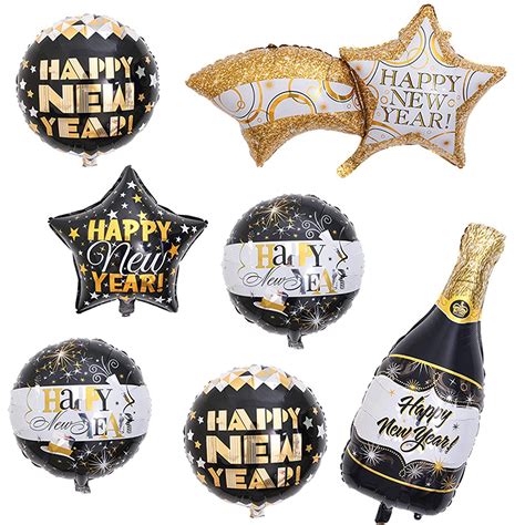 7 PCS 2021 Happy New Years Eve Balloons Decorations Set,Star Champagne ...