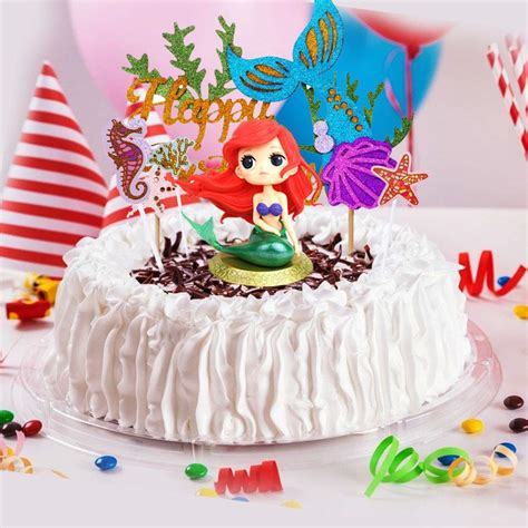 Buy Mermaid Party Cupcake Toppers, 32 Pieces Mermaid Cake Topper ...