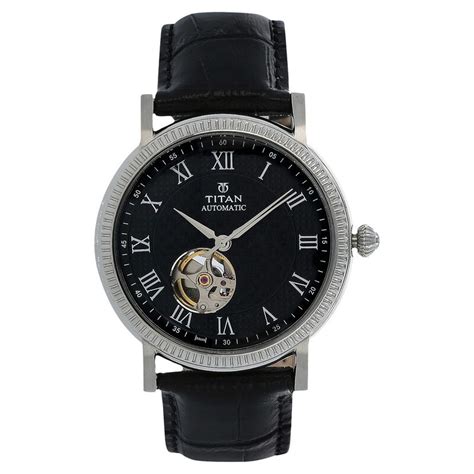 Buy Online Titan Automatic Black Dial Leather Strap watch for Men ...