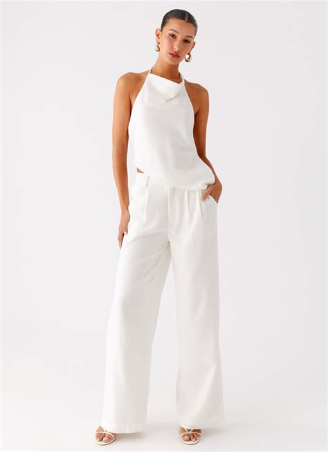 Delong Low Rise Linen Pants - White – Peppermayo US