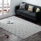 Contemporary Loom Knot Geobox Indoor/Outdoor Silver Rug