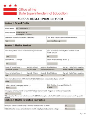 School Health Profile Form - Blank Fillable Template | Fill Out, Print ...