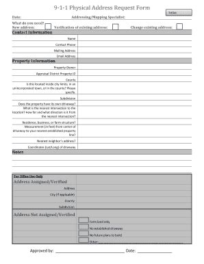 Fillable Online ctcog 9-1-1 Physical Address Request Form Fax Email ...