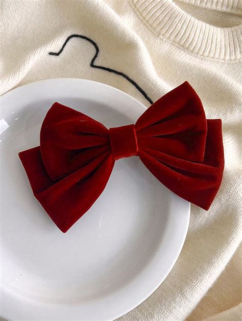 1pc Burgundy Bow Alligator Clip Perfect For Daily Wear, Parties, Dances ...