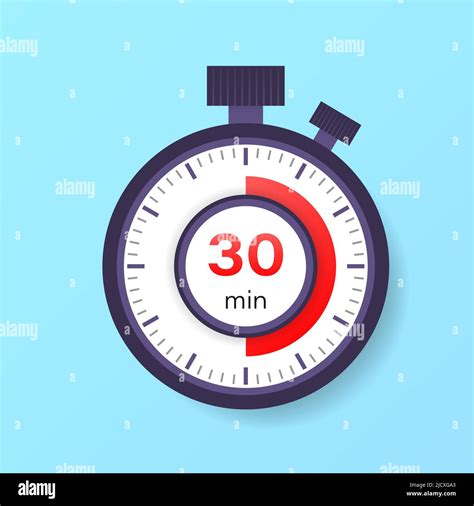 The 30 minutes timer. Stopwatch icon in flat style Stock Vector Image ...