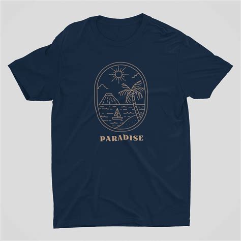 Paradise navy blue printed t shirt for men – Uppstring