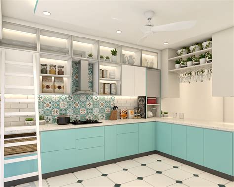 Image result for Small Blue Rectangular Kitchen