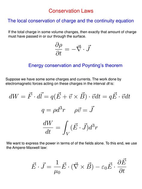PPT - Understanding Electromagnetic Conservation Laws and Field ...