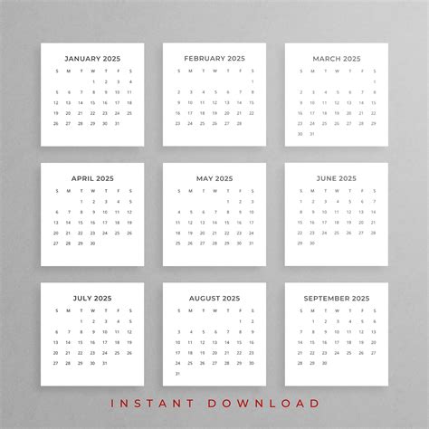 Free Mini Printable Calendars