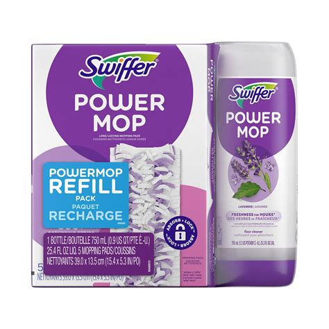 Swiffer PowerMop 5.3" Mop Pad and Floor Cleaning Solution Kit, White ...