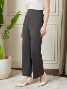 Berrylush BIZwear Women Grey Trousers - Buy Berrylush BIZwear Women ...