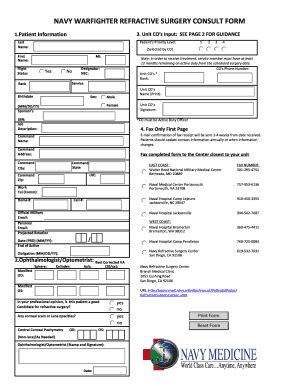 Navy Warfighter Refractive Surgery Consult Form - Fill Online ...