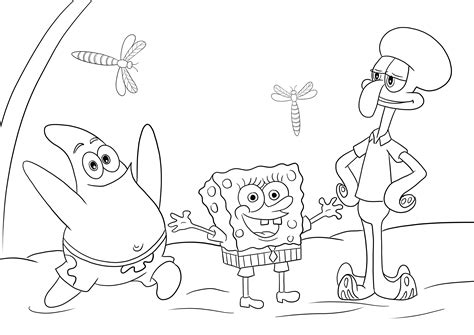 Sponge Bob-Patrick Star-Squidward for coloring and print free image