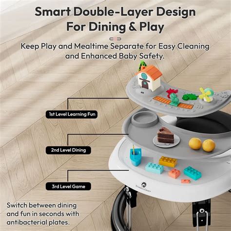 StarAndDaisy First Step Baby Walker with Adjustable Height Black