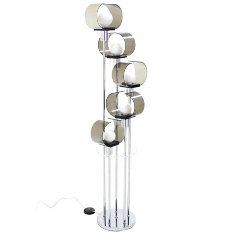 Chrome and Smoked Lucite Five-Light Floor Lamp For Sale at 1stdibs