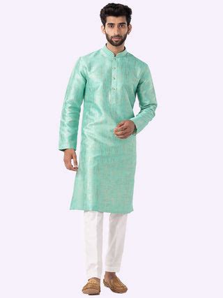 Classic Mint green Self Textured Kurta For Men – The Kurta Company