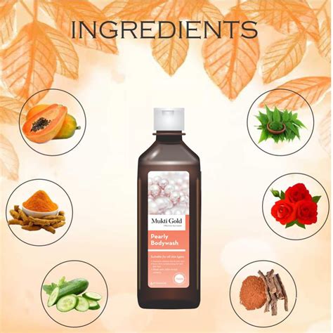 Mukti Gold Pearly Herbal Body wash 250 ml with Natural glycerin | pH ...