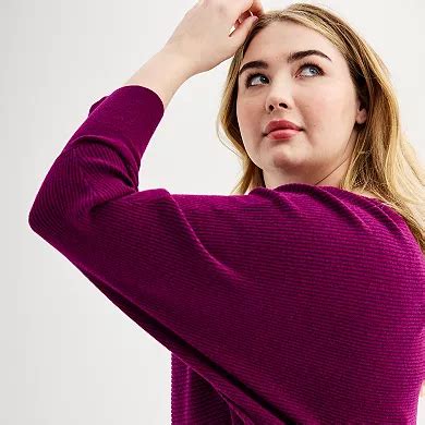 Plus Size Nine West Dolman Ribbed Sweater