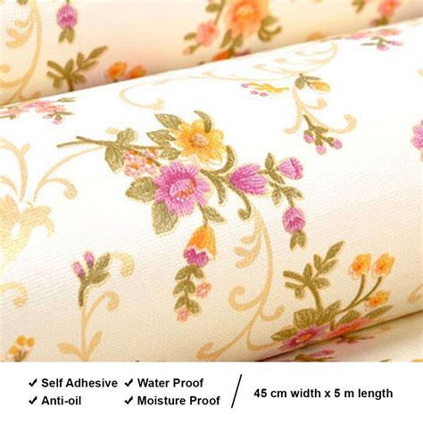 Wolpin Wall Sticker Botanical Wallpaper (45 x 500 cm) DIY Self Adhesive ...