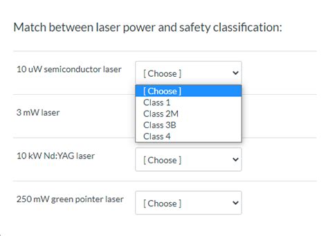 Image result for Laser Classification Table