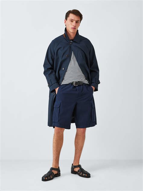 John Lewis Supima Cotton Regular Fit Crew Neck Stripe T-Shirt, Navy/Egret