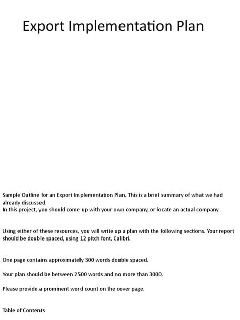 Image result for Example Document Export Plan