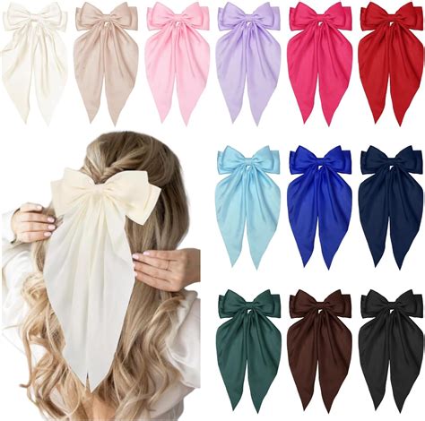 Amazon.com : Hair Bows for Women Girls 8 PCS Hair Ribbon Bow Hair Clips ...
