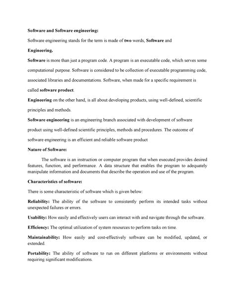 SE - unit -1 - Software and Software engineering: Software engineering ...
