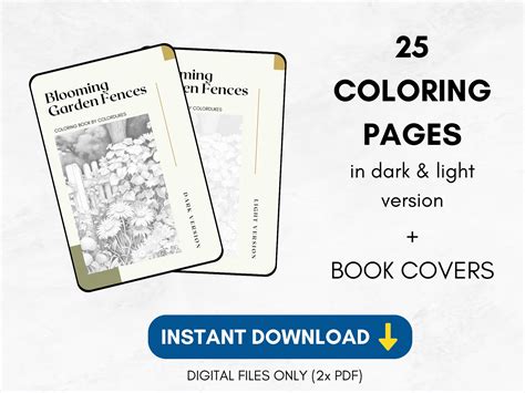 25 Coloring Pages, Country Fences Coloring Book for Adults Grayscale ...
