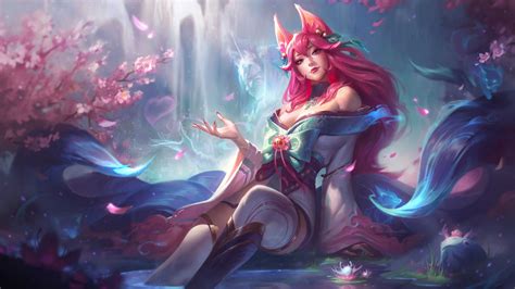 Spirit Blossom Ahri Splash Art | League of legends, Ahri league, Lol ...
