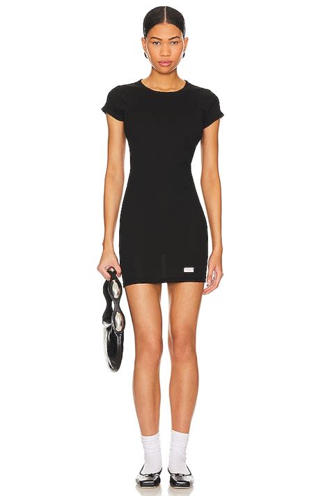 Alexander Wang Short Sleeve Crewneck Dress in Black | REVOLVE