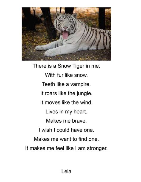 The Animal in Me 6th Grade Poetry Project - Hope Hall School