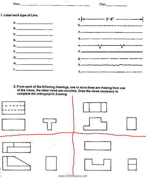 Drafting Worksheets-Questions - STEMtopics Introduction to Drafting 1 3 ...