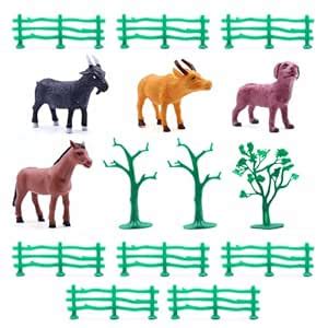 Buy Chanak Realistic Farm Animal Set with Tree & Fence for Kids, 15 ...