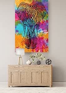 Handicraft-Palace Multi Elephant Mandala Tie Dye Hand Painted Wall ...