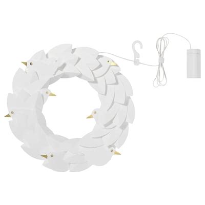 STRÅLA LED wreath, battery-operated/doves white - IKEA