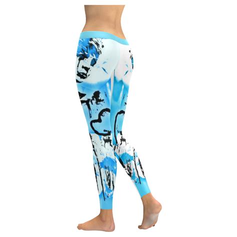 blue heart Women's Low Rise Leggings (Invisible Stitch) (Model L05 ...