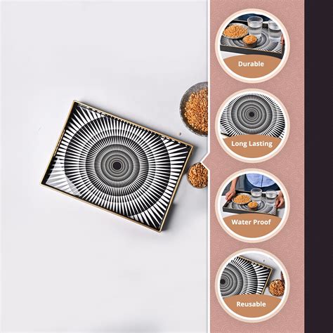 VON CASA Plastic Tray Large – Sunflower Print, Black & White ...