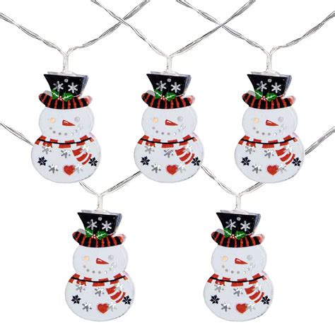 10ct Snowmen with Top Hats LED Christmas Lights - 4.5 ft Clear Wire
