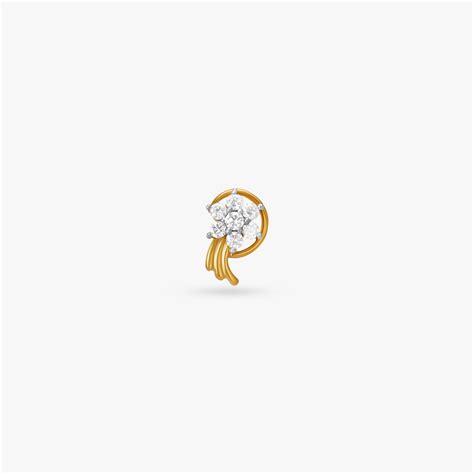 Delicate Floral Gold and Diamond Nose Pin