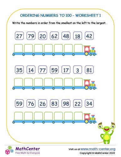 Image result for Ordering Numbers First Grade Worksheet