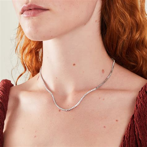 Platinum Plated Cubic Zirconia Waterproof Tennis Necklace