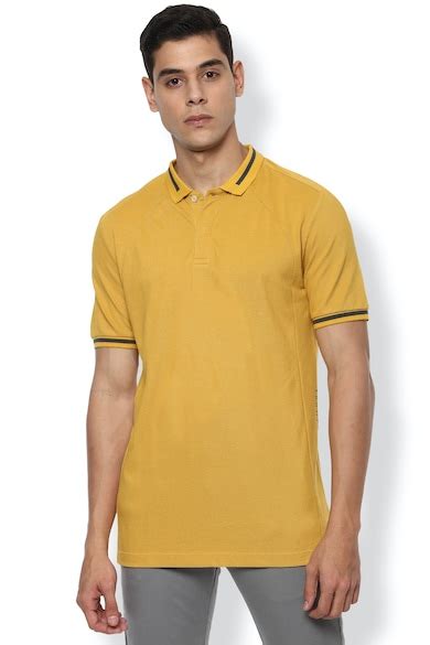 Buy Men Yellow Solid Polo Neck T-shirt Online - 583475 | Van Heusen
