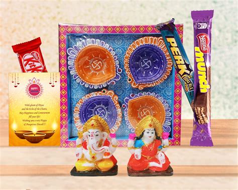 Diwali Chocolate Gift Hamper Combo Pack laxmi Ganesh Murti Idol ...