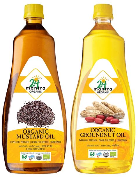 24Mantra Organic Groundnut Oil, 1 L + 24Mantra Organic Mustard Oil, 1 L ...